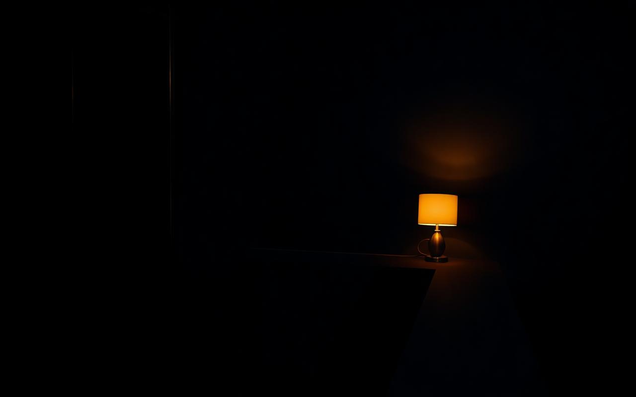 Quiet workspace at night